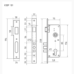 Нора-М Корпус замка КЗВР-101 (85 мм) (хром) #224842