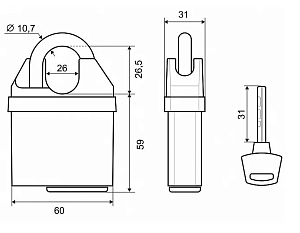 PALLADIUM Замок навесной 902F-60 #223825