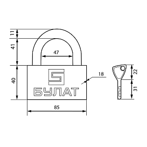 Булат Замок навесной ВС 3-C90MX d=11мм #223696